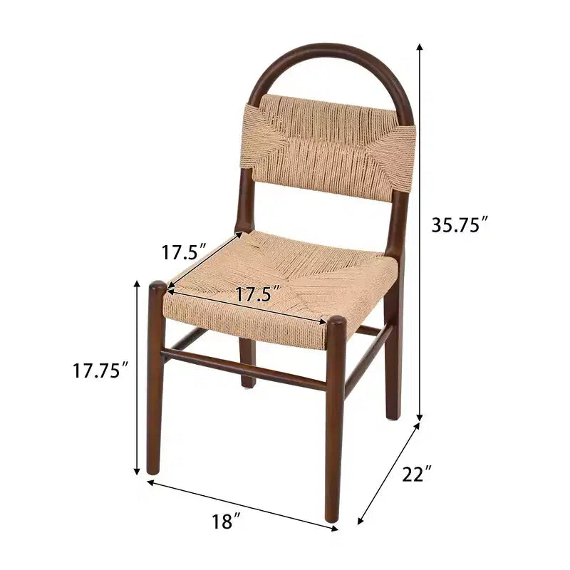 Chaises de salle à manger rustiques en bois d'hévéa tressé