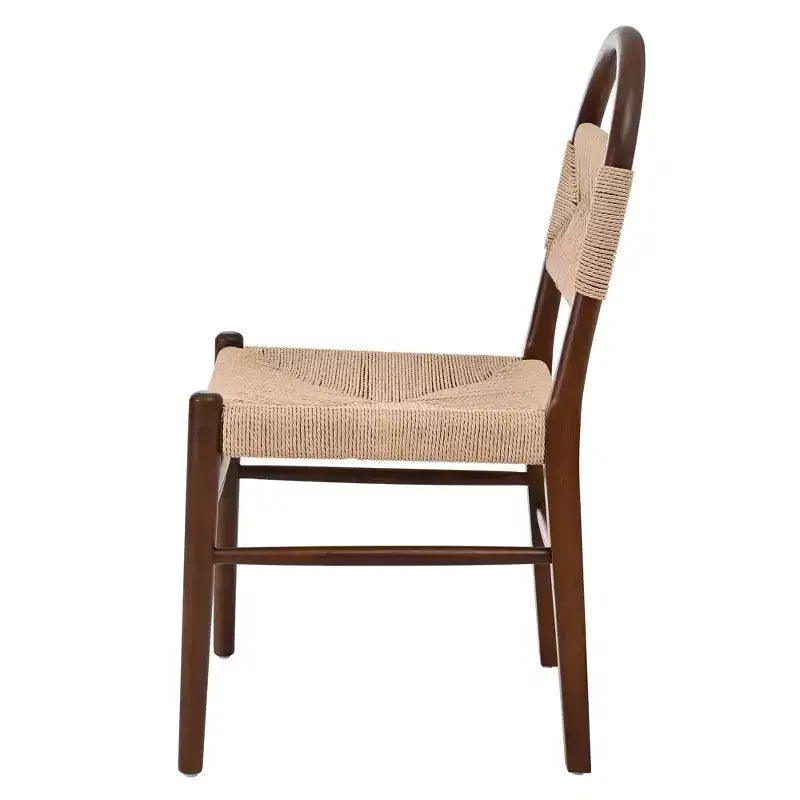 Chaises de salle à manger rustiques en bois d'hévéa tressé