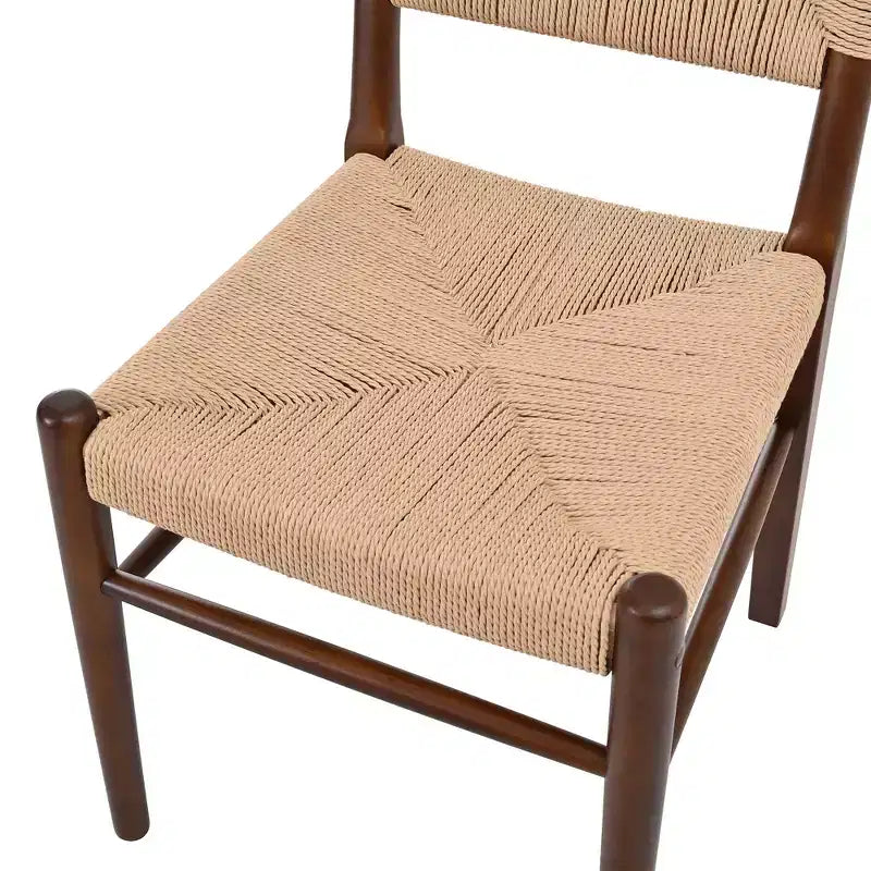 Chaises de salle à manger rustiques en bois d'hévéa tressé