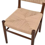 Chaises de salle à manger rustiques en bois d'hévéa tressé