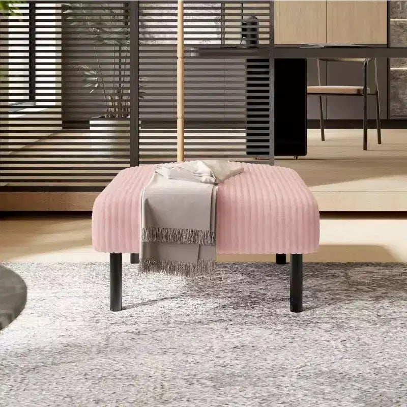 Petit pouf ottoman avec pieds, repose-pieds en velours côtelé, capacité de rangement, tabouret carré rembourré