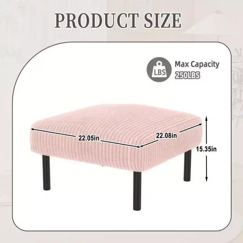 Petit pouf ottoman avec pieds, repose-pieds en velours côtelé, capacité de rangement, tabouret carré rembourré