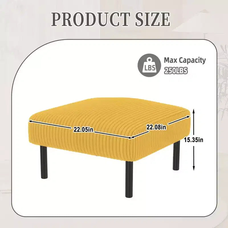 Petit pouf ottoman avec pieds, repose-pieds en velours côtelé, capacité de rangement, tabouret carré rembourré