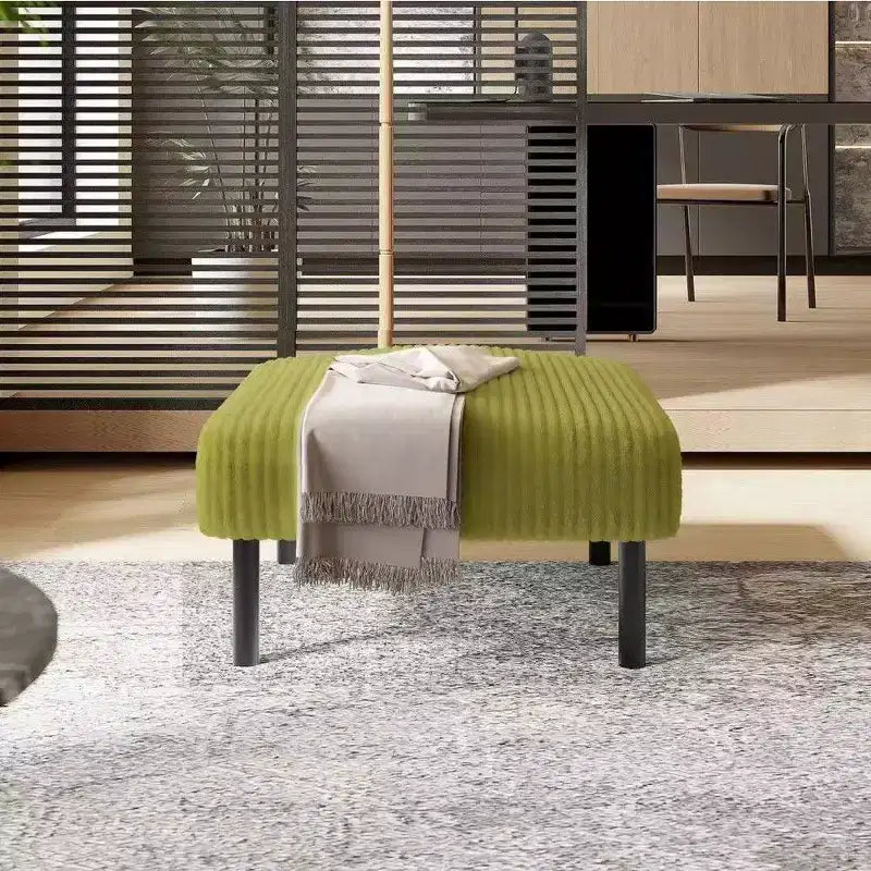 Petit pouf ottoman avec pieds, repose-pieds en velours côtelé, capacité de rangement, tabouret carré rembourré