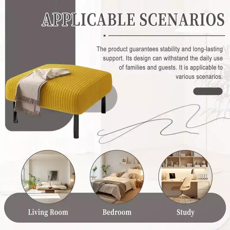 Petit pouf ottoman avec pieds, repose-pieds en velours côtelé, capacité de rangement, tabouret carré rembourré