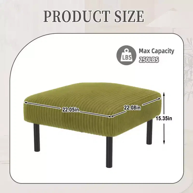 Petit pouf ottoman avec pieds, repose-pieds en velours côtelé, capacité de rangement, tabouret carré rembourré