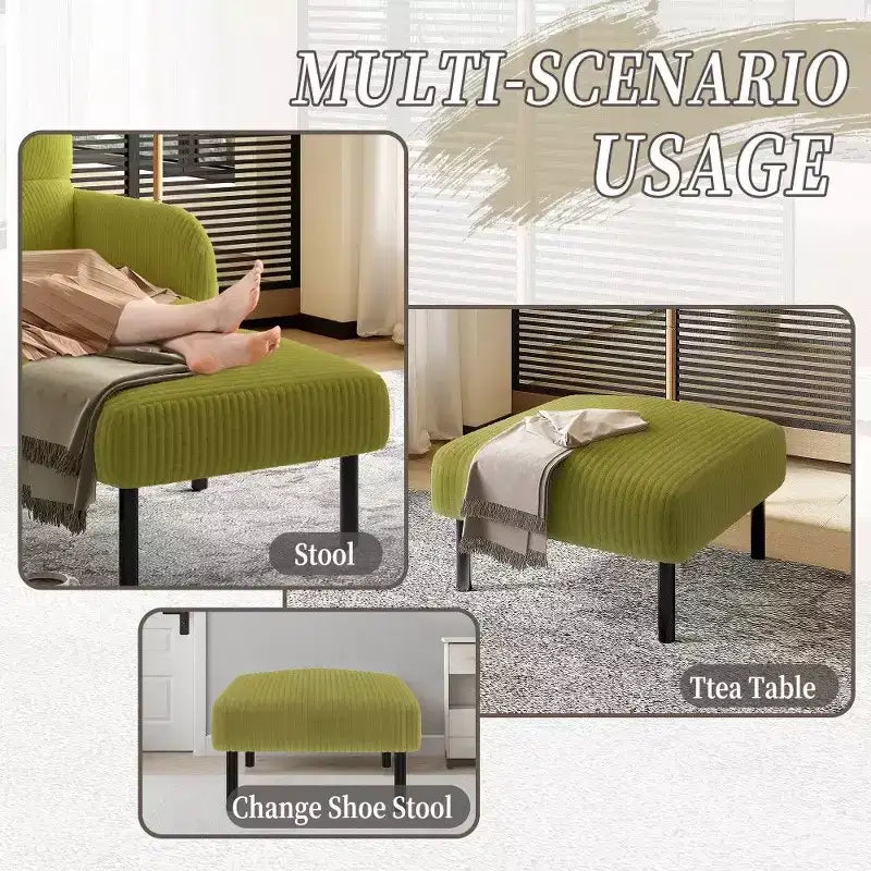 Petit pouf ottoman avec pieds, repose-pieds en velours côtelé, capacité de rangement, tabouret carré rembourré