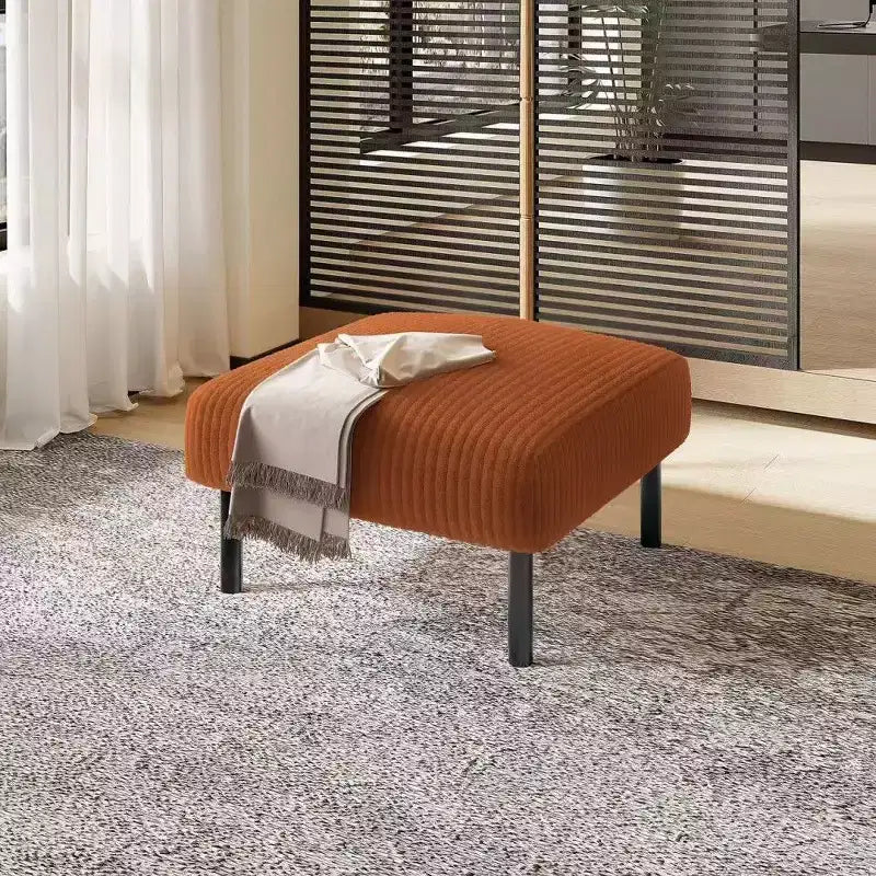 Petit pouf ottoman avec pieds, repose-pieds en velours côtelé, capacité de rangement, tabouret carré rembourré