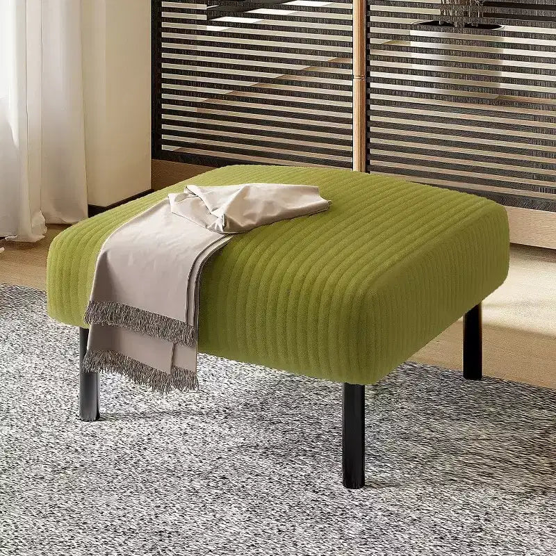 TUYOHW Small Ottoman with Legs 22 Inch Corduroy Footstool 440lbs Capacity Square Padded Stool for Living Room Bedroom Entryway