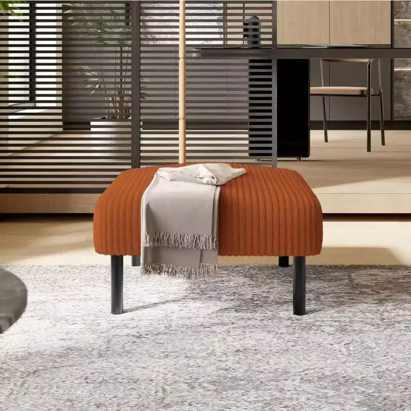 Petit pouf ottoman avec pieds, repose-pieds en velours côtelé, capacité de rangement, tabouret carré rembourré