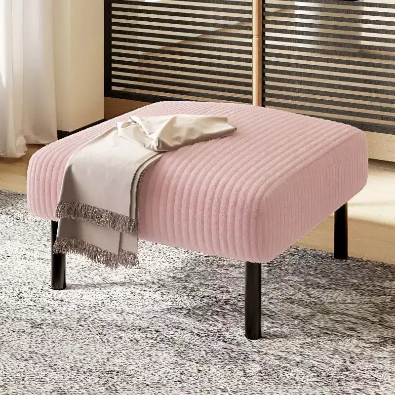 Petit pouf ottoman avec pieds, repose-pieds en velours côtelé, capacité de rangement, tabouret carré rembourré