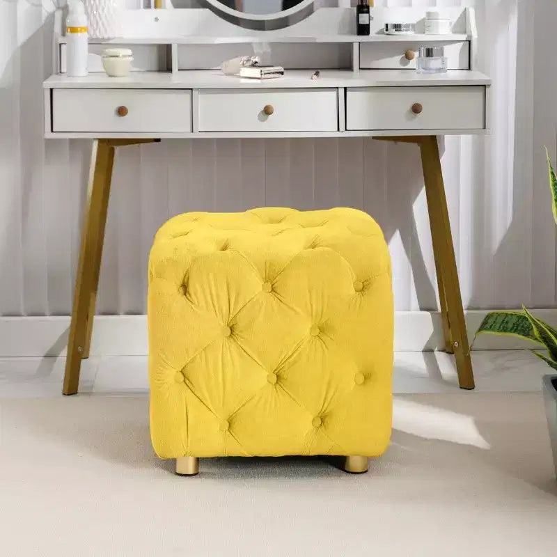 Pouf de rangement cube en velours, tabouret unique en forme de dé