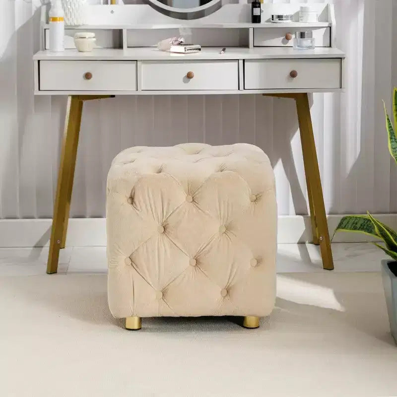 Pouf de rangement cube en velours, tabouret unique en forme de dé