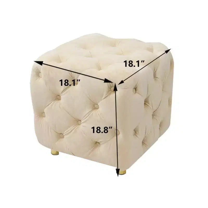 Pouf de rangement cube en velours, tabouret unique en forme de dé