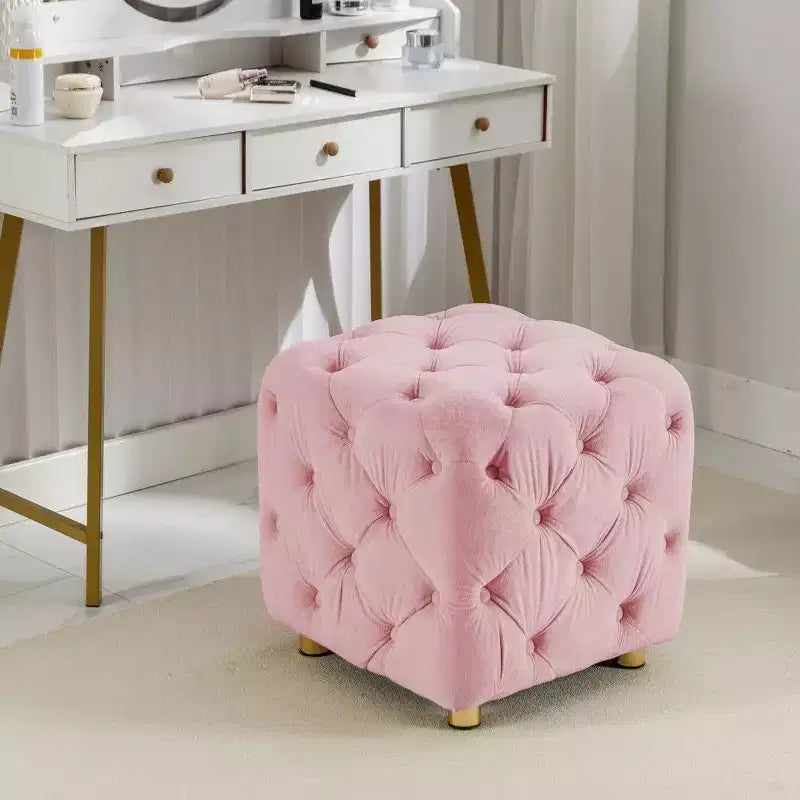 Pouf de rangement cube en velours, tabouret unique en forme de dé