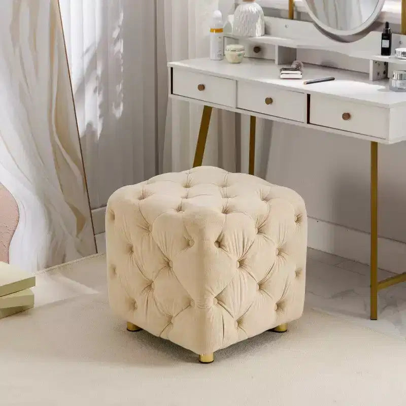 Pouf de rangement cube en velours, tabouret unique en forme de dé