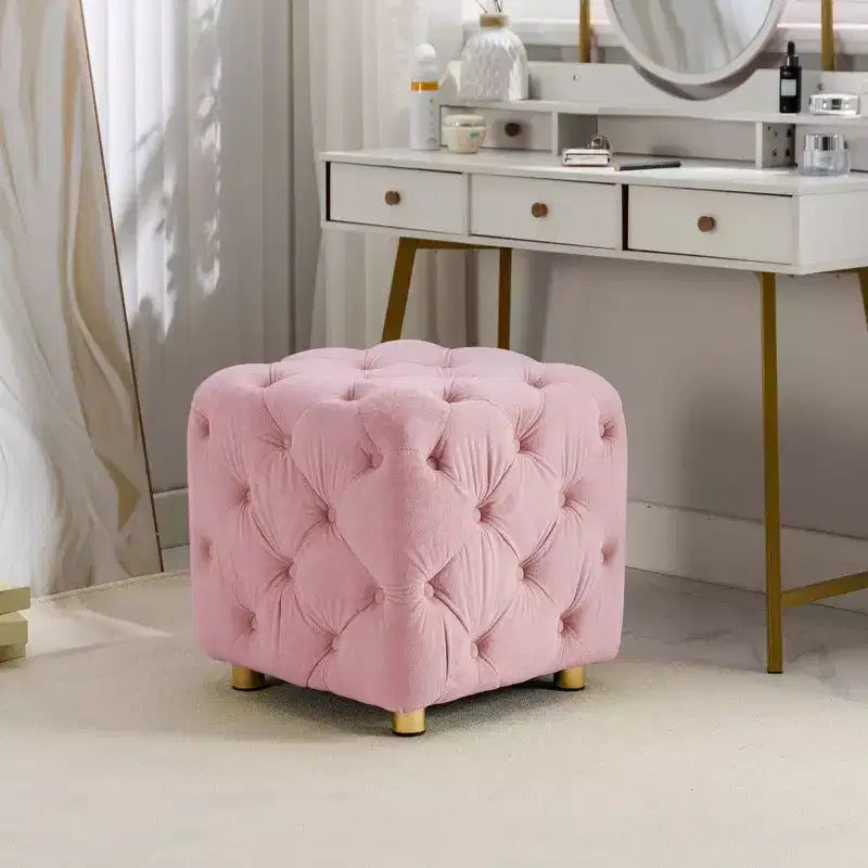 TUYOHW 18 Cube Storage Ottoman Velvet Footstool with Hidden Compartment Unique Dice-Shaped Stool for Living Room Bedroom Entryway