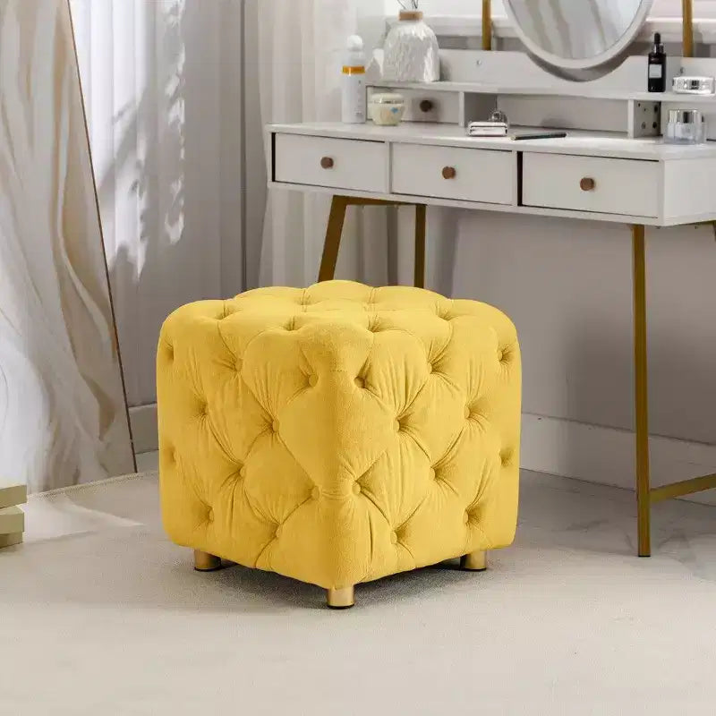 Pouf de rangement cube en velours, tabouret unique en forme de dé