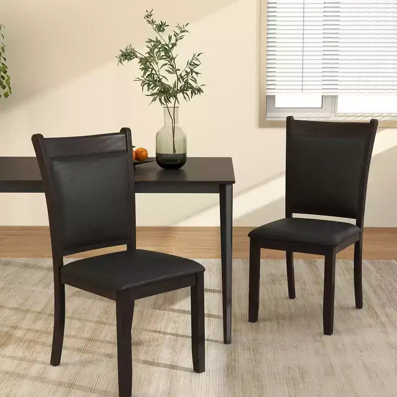 Chaises de salle à manger capitonnées en similicuir avec pieds en bois d'hévéa