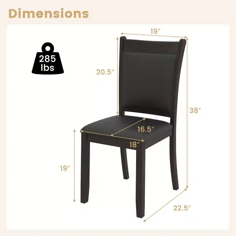 Chaises de salle à manger capitonnées en similicuir avec pieds en bois d'hévéa