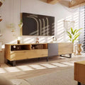 TV Stand for 80 inch TV Storage Cabinet Modern Wood Media Console with Drop Down Doors Entertainment Center for Living room Wood