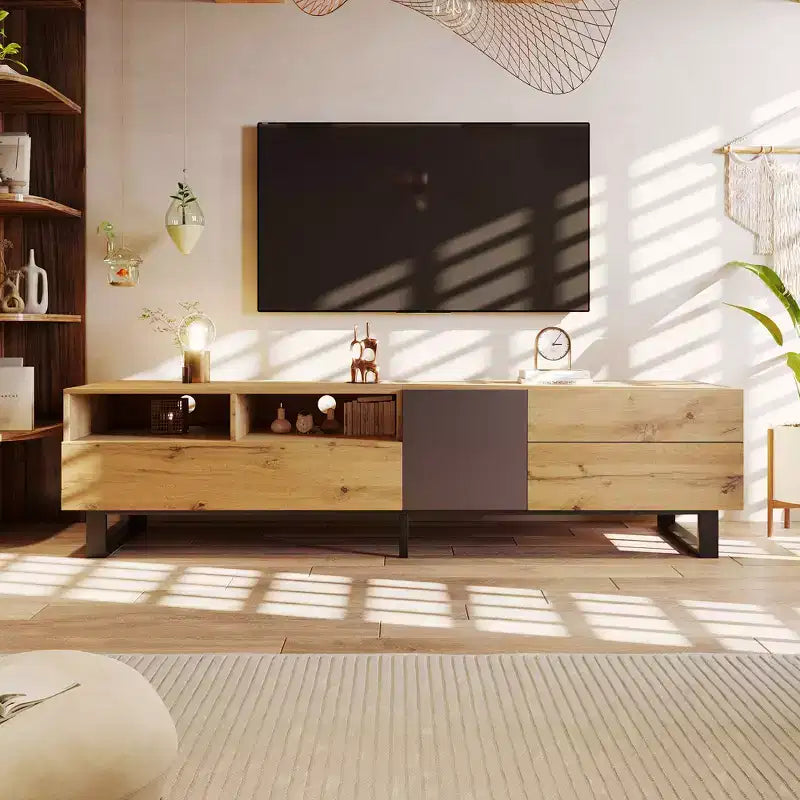 Meuble TV moderne en bois avec abattant