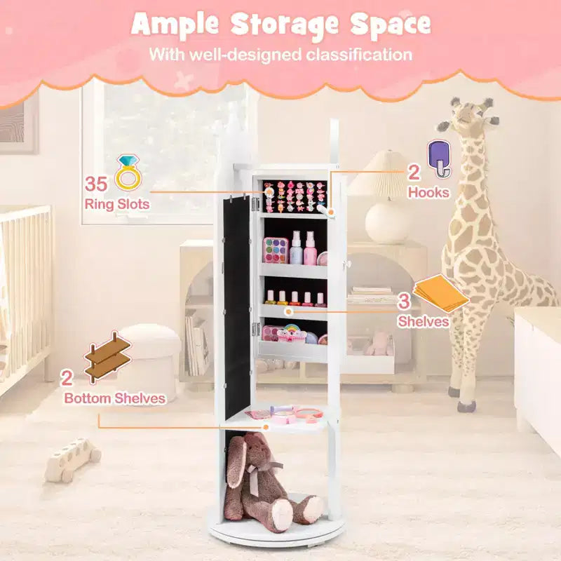 Support de rangement pour bijoux d'enfant avec miroir pleine longueur