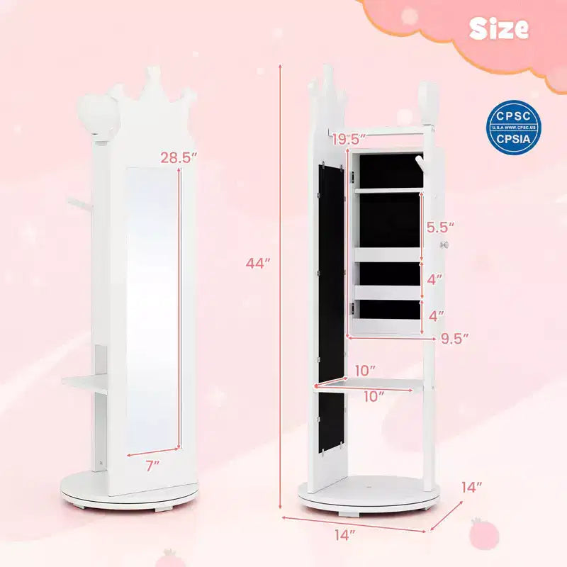 Support de rangement pour bijoux d'enfant avec miroir pleine longueur