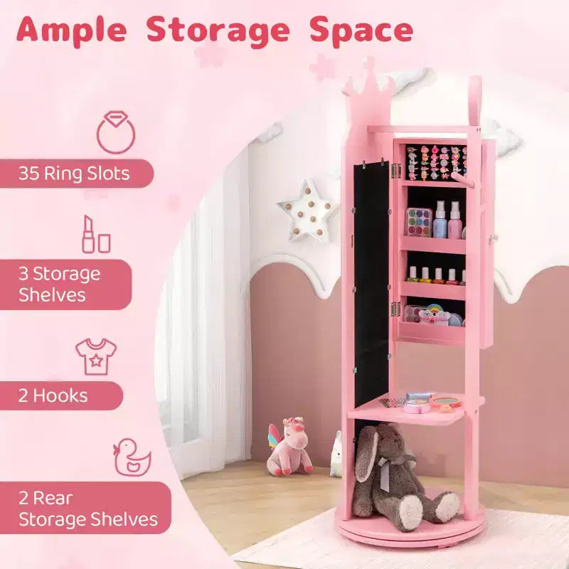 Support de rangement pour bijoux d'enfant avec miroir pleine longueur