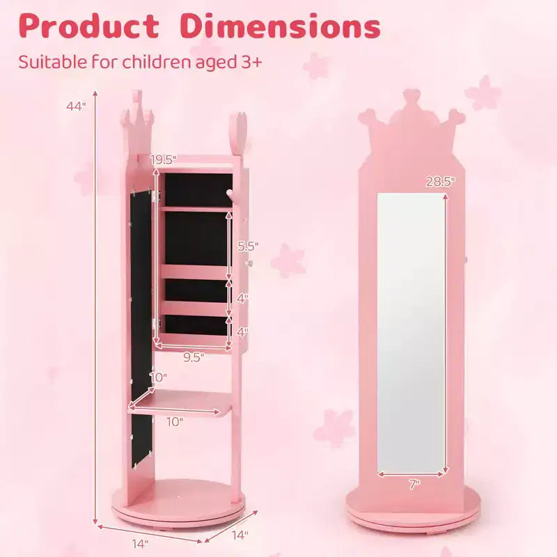 Support de rangement pour bijoux d'enfant avec miroir pleine longueur