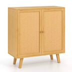 Bahut buffet en bambou avec portes en rotin PE Armoire de cuisine autoportante