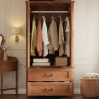Armoire-penderie en bois avec 2 tiroirs de rangement