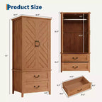 Armoire-penderie en bois avec 2 tiroirs de rangement