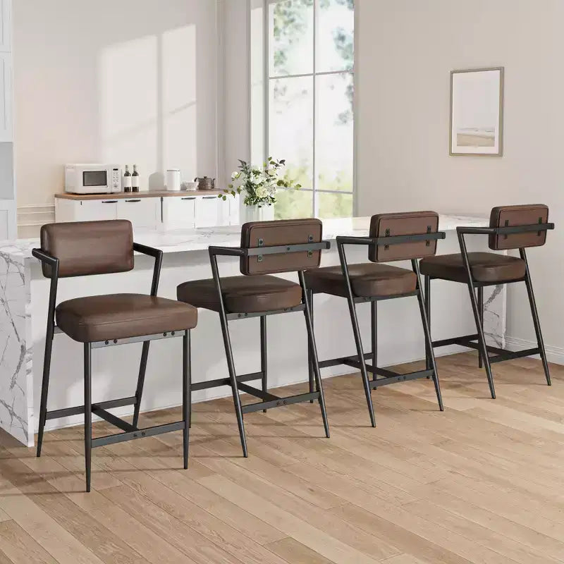 Tabourets de bar hauts avec coussin épais et pieds en métal renforcé