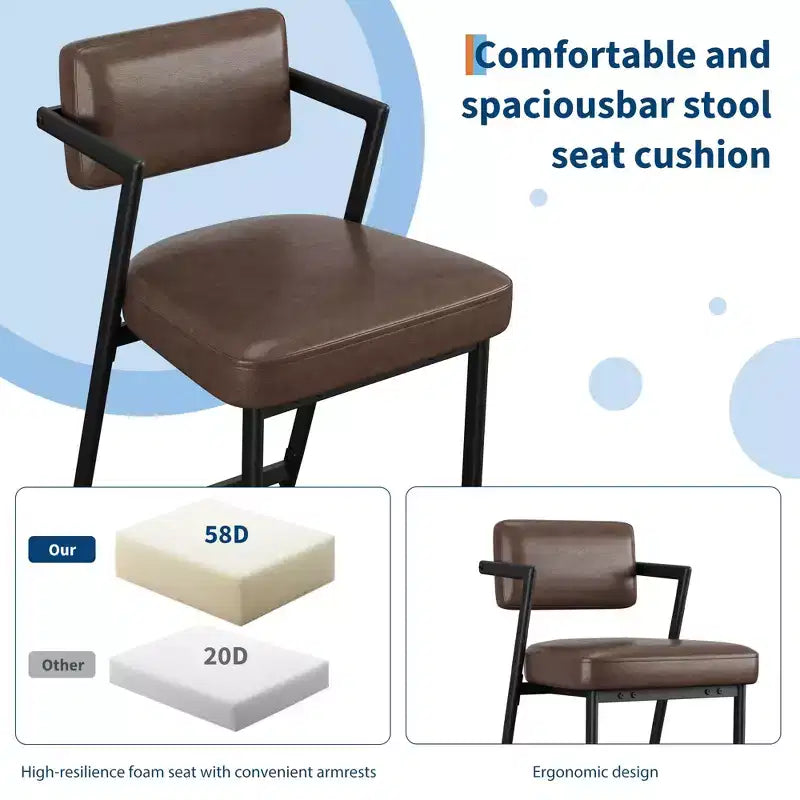 Tabourets de bar hauts avec coussin épais et pieds en métal renforcé