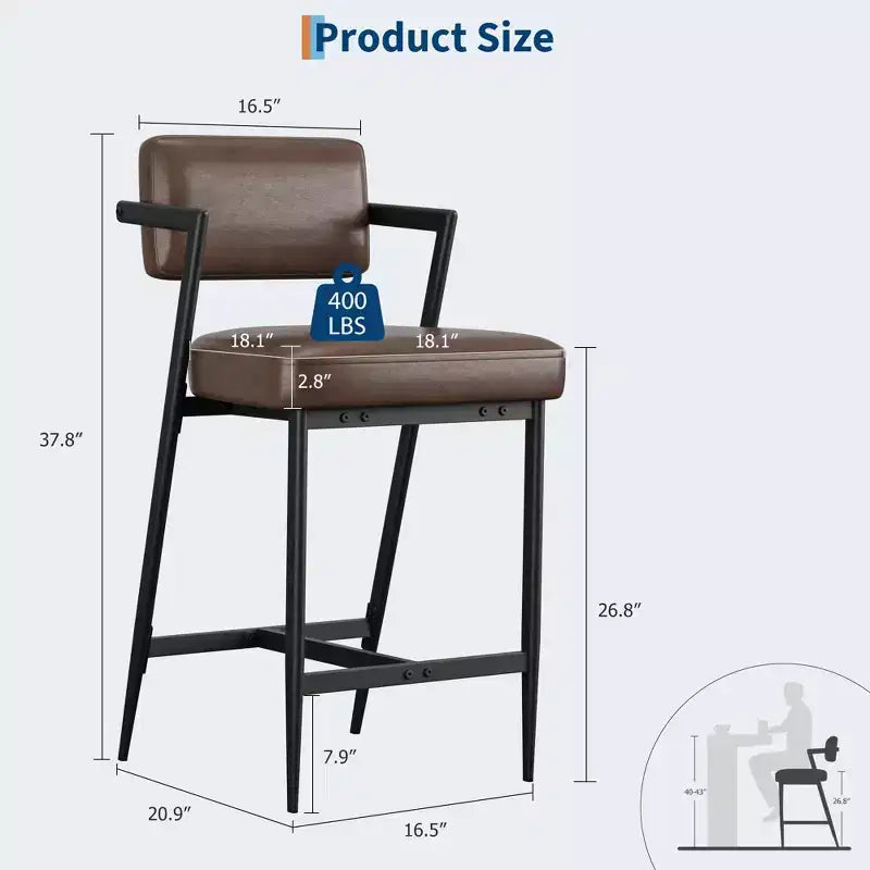 Tabourets de bar hauts avec coussin épais et pieds en métal renforcé