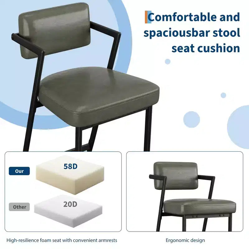 Tabourets de bar hauts avec coussin épais et pieds en métal renforcé