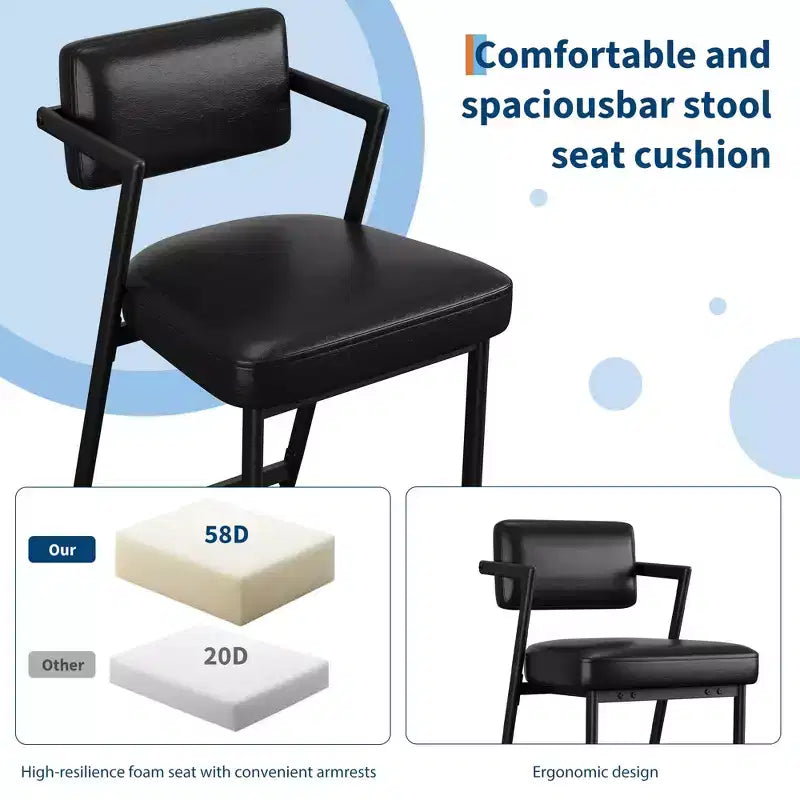 Tabourets de bar hauts avec coussin épais et pieds en métal renforcé
