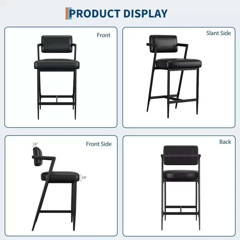 Tabourets de bar hauts avec coussin épais et pieds en métal renforcé
