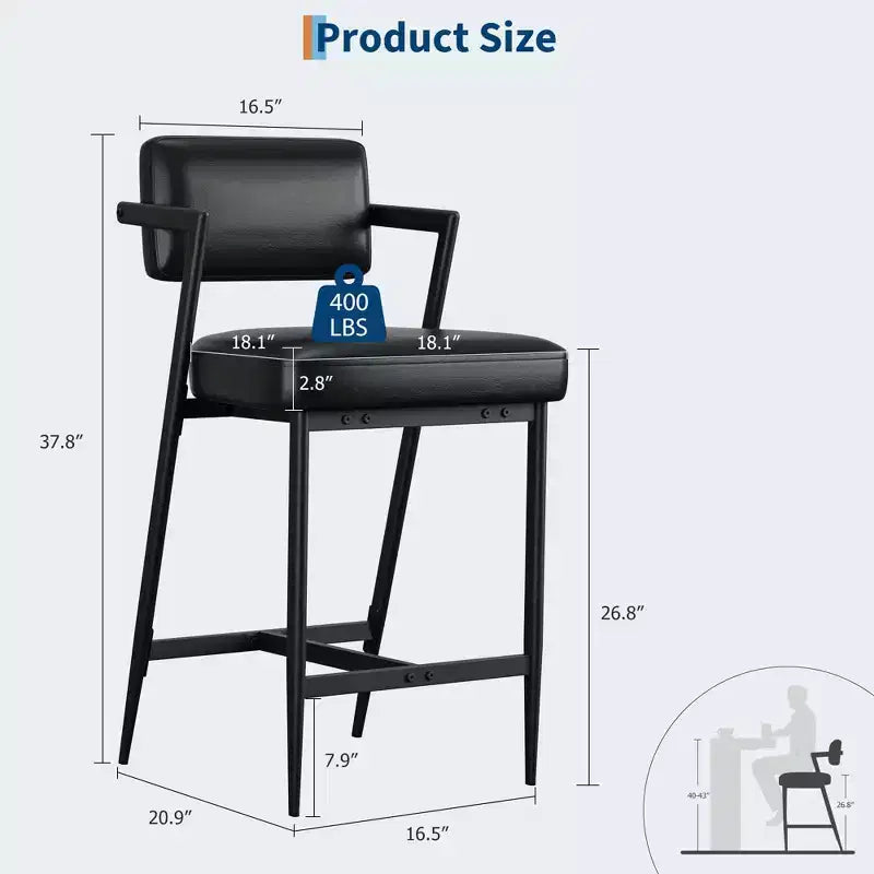 Tabourets de bar hauts avec coussin épais et pieds en métal renforcé