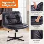 Siège de bureau sans roulettes, avec assise pivotante sans accoudoirs pour s'asseoir les jambes croisées