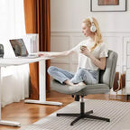 Siège de bureau sans roulettes, avec assise pivotante sans accoudoirs pour s'asseoir les jambes croisées