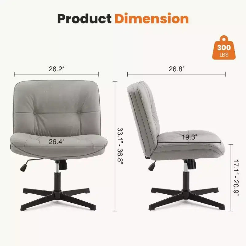 Siège de bureau sans roulettes, avec assise pivotante sans accoudoirs pour s'asseoir les jambes croisées