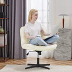 Siège de bureau sans roulettes, avec assise pivotante sans accoudoirs pour s'asseoir les jambes croisées