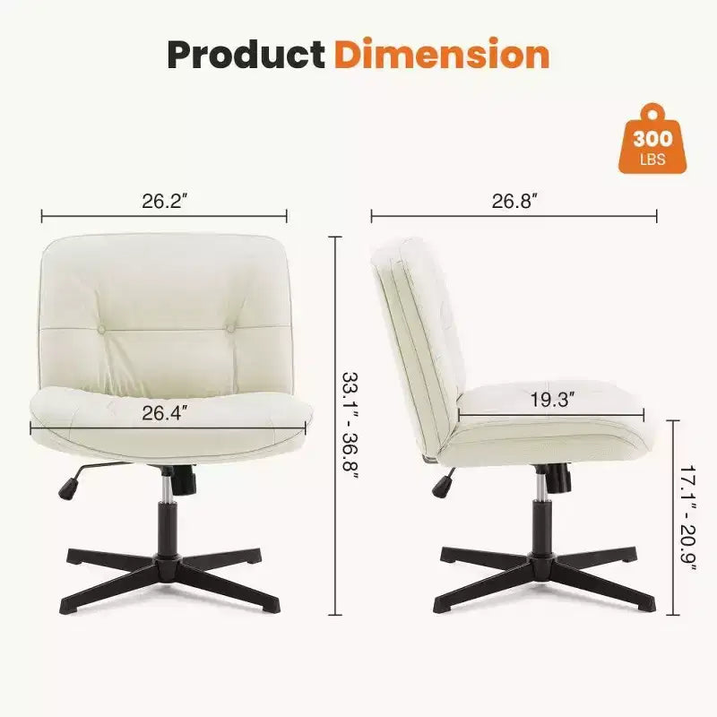 Siège de bureau sans roulettes, avec assise pivotante sans accoudoirs pour s'asseoir les jambes croisées