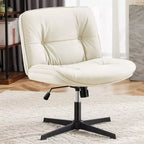 TUYOHW 26 Inch Wide Seat Office Chair No Wheels Armless Swivel Chair for Cross Legged Sitting 22 Rocking & 300LB Capacity