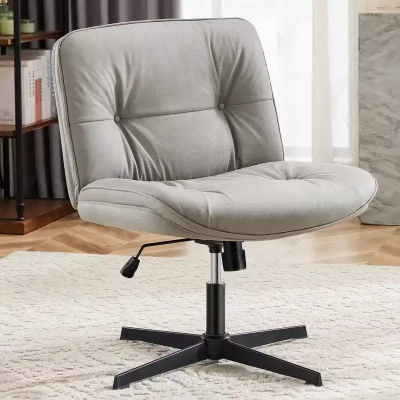 Siège de bureau sans roulettes, avec assise pivotante sans accoudoirs pour s'asseoir les jambes croisées