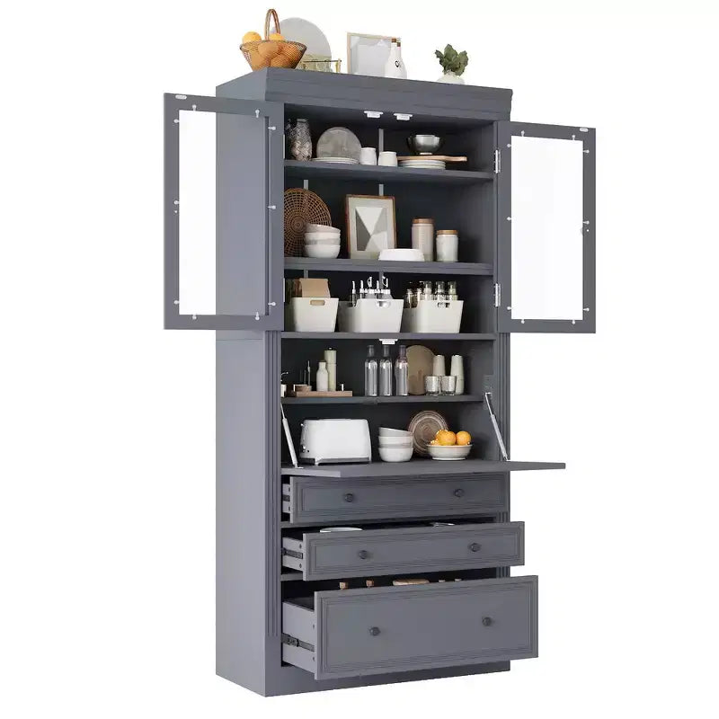 Armoire de cuisine autoportante, meuble de rangement haut