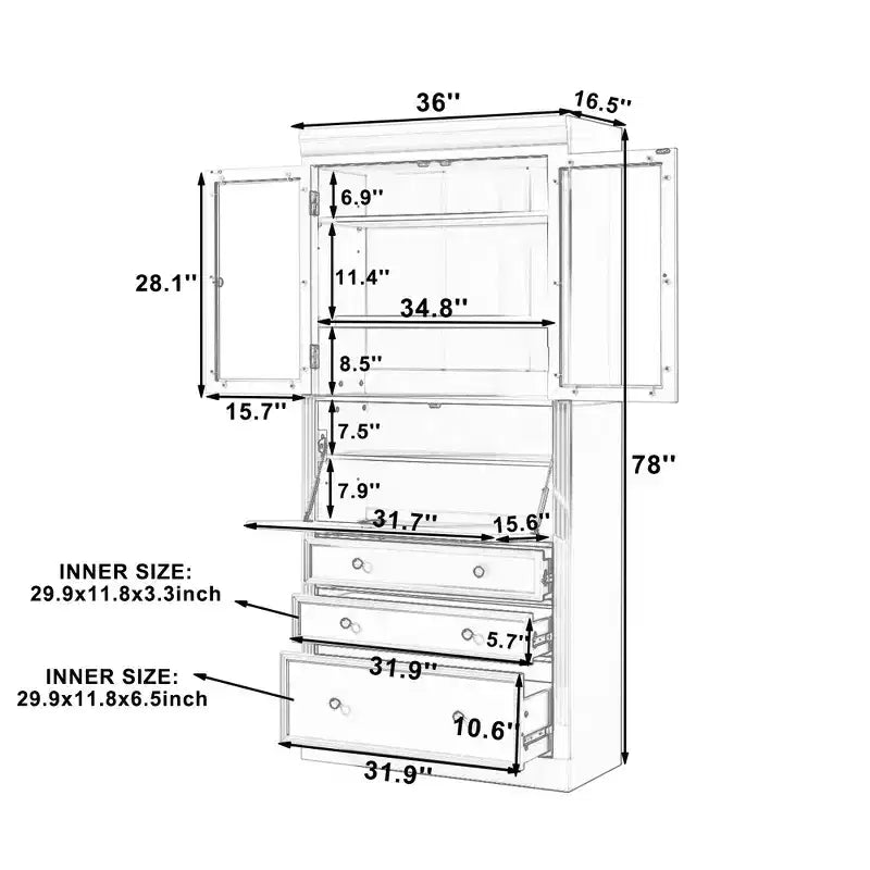 Armoire de cuisine autoportante, meuble de rangement haut