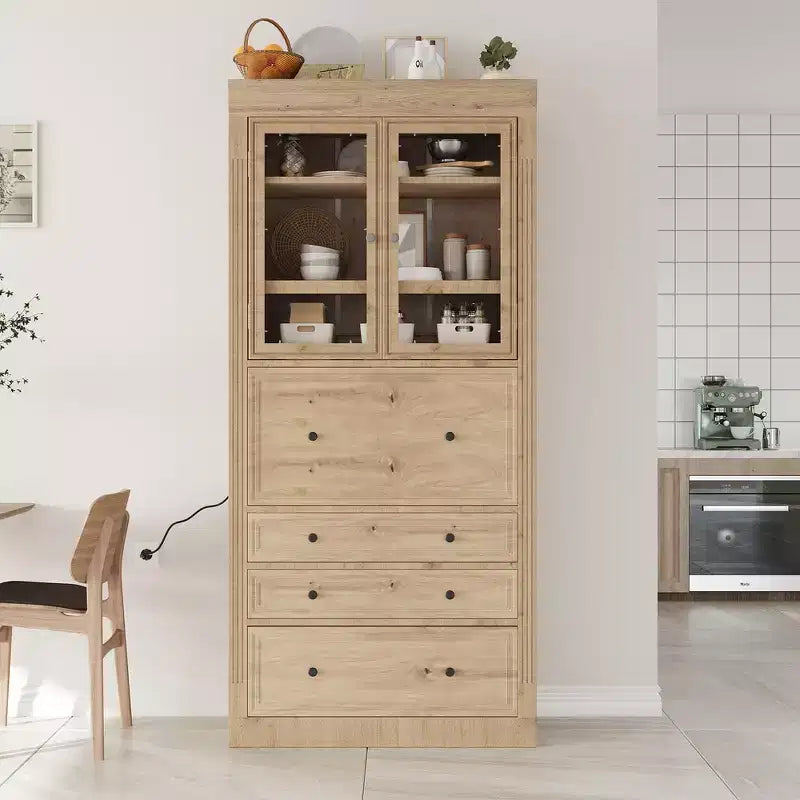 Armoire de cuisine autoportante, meuble de rangement haut